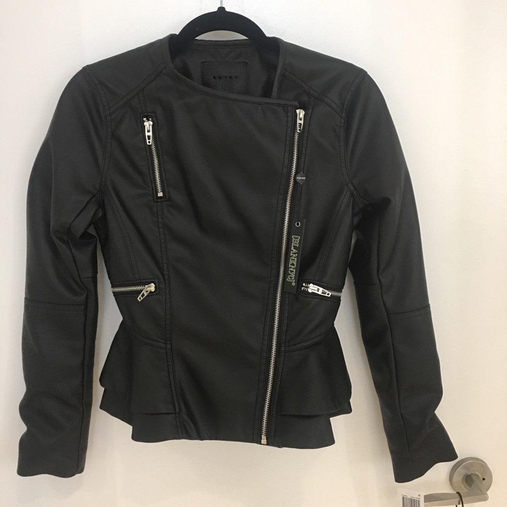 BLANKNYC peplum faux leather moto jacket